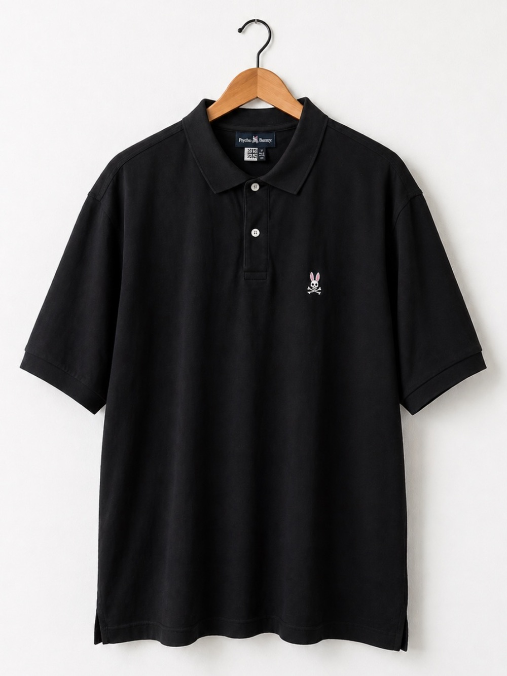 Psycho Bunny Black Polo Shirt Men’s 2XLT Extra Long Designer Classic Logo